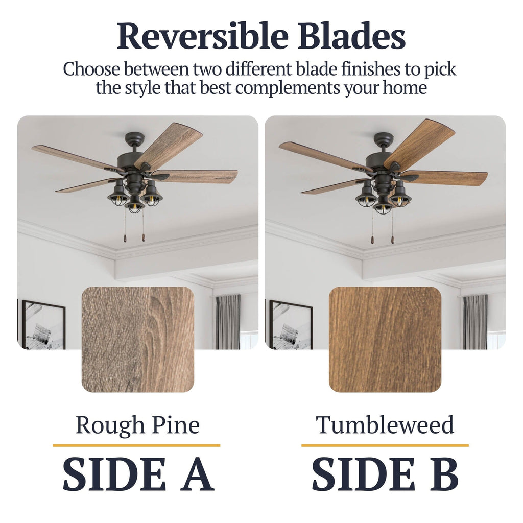 Ventilateur de plafond LED style ferme 52 pouces Prominence Home Sivan Bronze avec télécommande