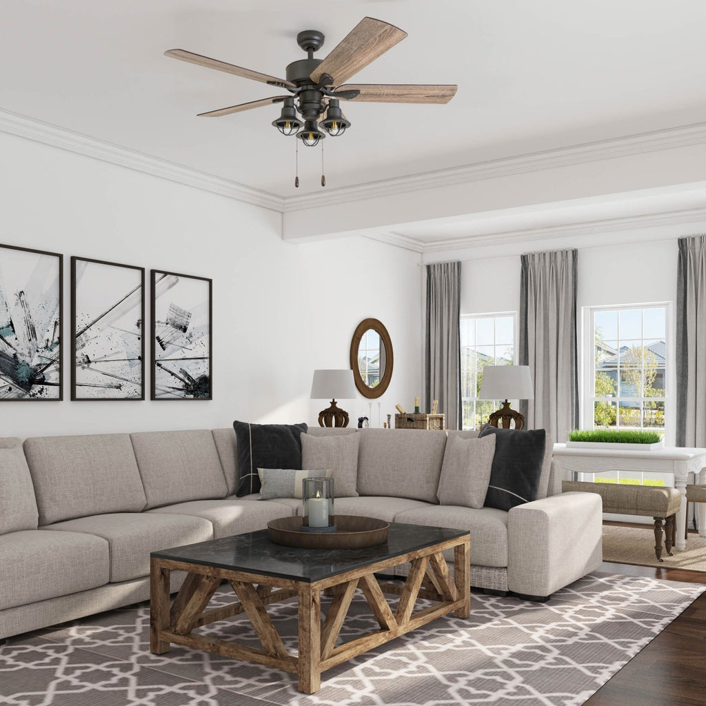 Ventilateur de plafond LED style ferme 52 pouces Prominence Home Sivan Bronze avec télécommande