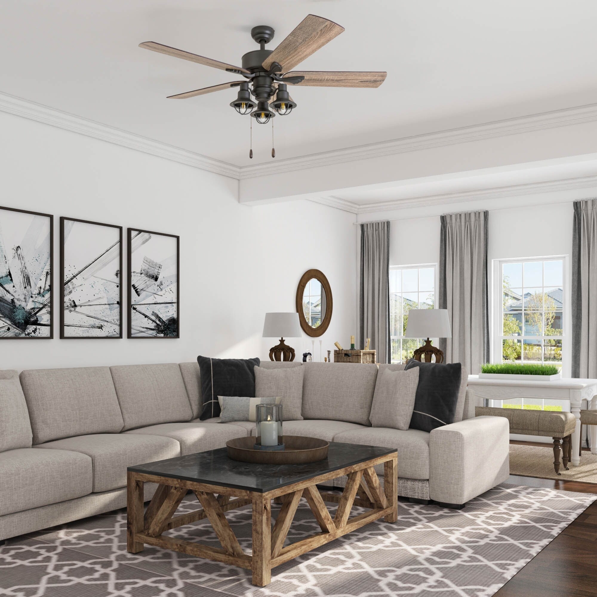 Ventilateur de plafond LED style ferme 52 pouces Prominence Home Sivan Bronze avec télécommande