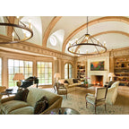 Lustre rond de 54 pouces en forme de roue de chariot avec 24 lumières