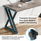 Bureau d'ordinateur robuste de 55 pouces, bureau de bureau