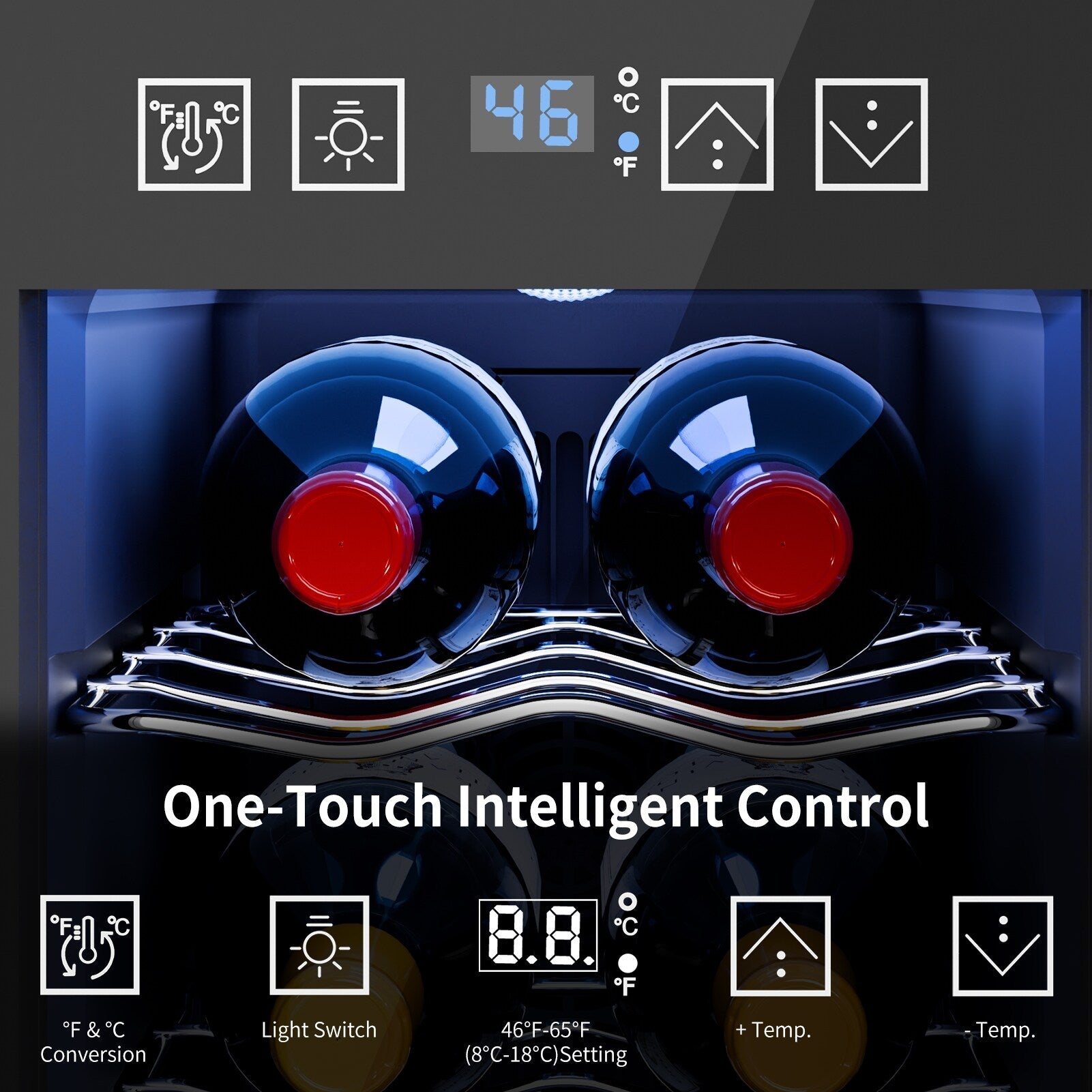 Cave à vin 6 bouteilles (8-19 °C), mini-réfrigérateur à boissons autonome pour l'été, cave à vin avec contrôle de température