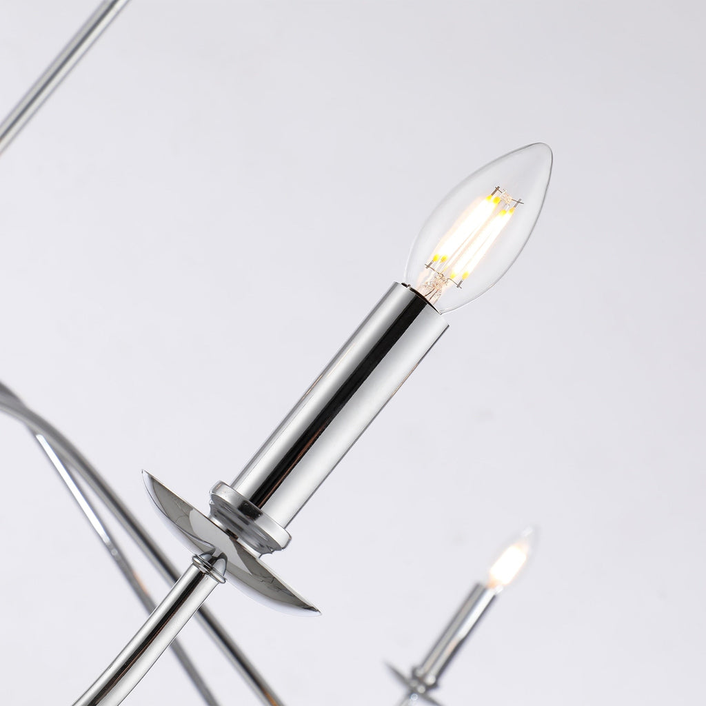 Lustre minimaliste à 6 lumières de 162,5 cm (64 pouces) en noir mat/or/chrome - Non disponible