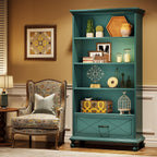 Bibliothèque à 6 étagères avec tiroir, étagère de 71 livres pour salon