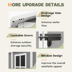 Abri de jardin en résine plastique tout temps avec plancher, dimensions : 1,83 m x 1,22 m / 1,83 m x 2,44 m / 2,44 m x 1,83 m / 2,44 m x 3,05 m.