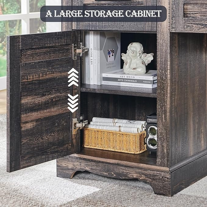 Bureau d'angle en bois style ferme, 60 pouces, pour ordinateur