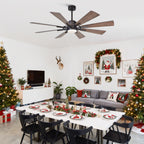 Ventilateur de plafond moulin à vent grand format en bronze huilé avec lumière et télécommande - 60 pouces