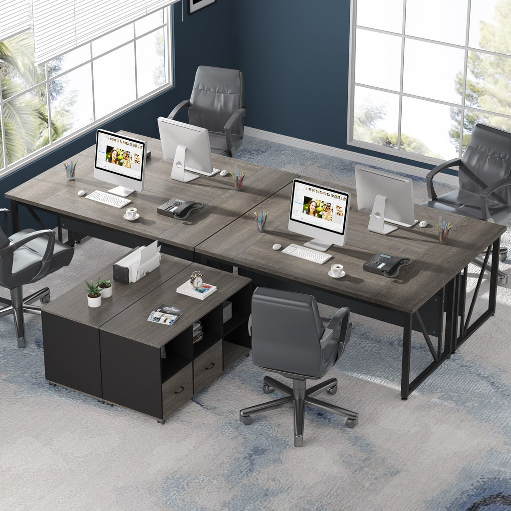 Bureau d'ordinateur en L de 63 pouces avec caisson latéral de 47 pouces, ensemble de bureau de direction pour bureau à domicile