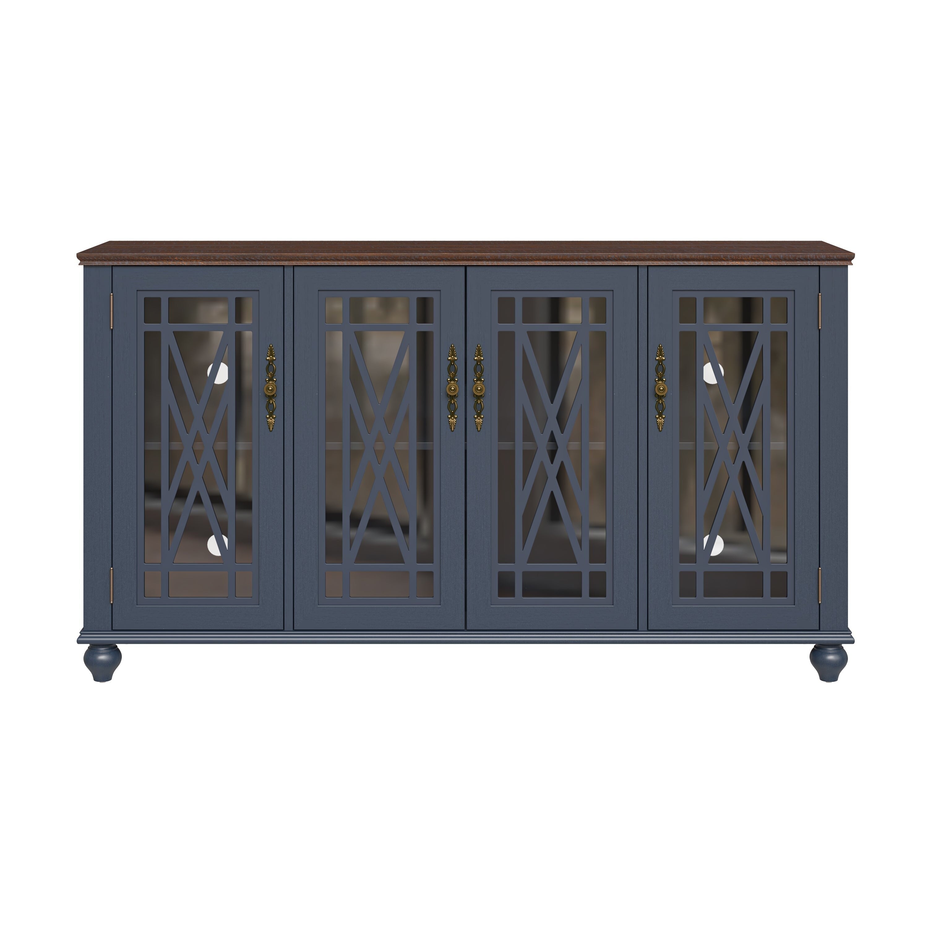 Buffet/meuble d'appoint de cuisine en bois de style vintage - Largeur : 63 pouces