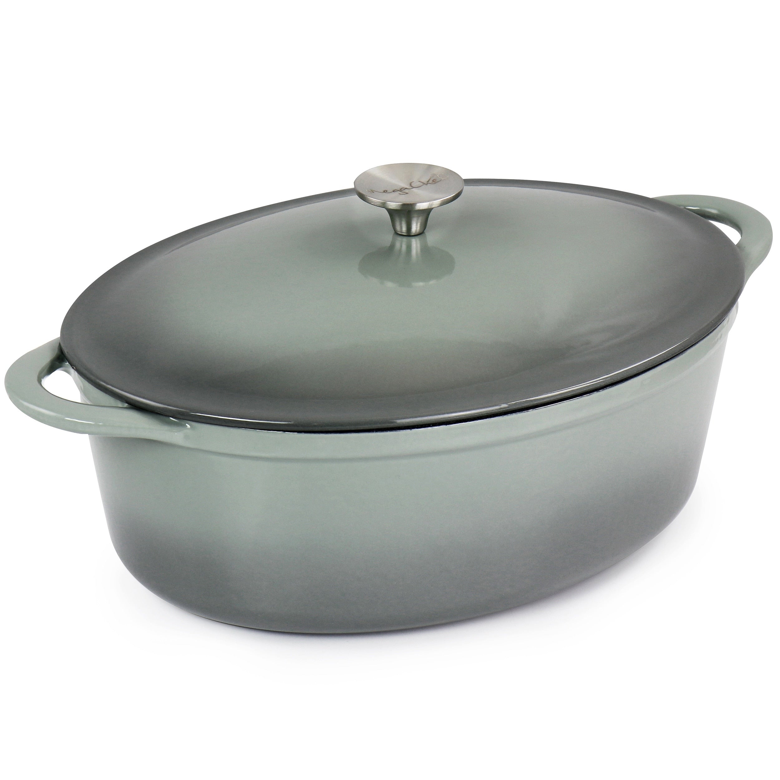 Cocotte ovale en fonte émaillée de 7 litres, couleur Nuage d'orage