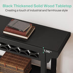 Console longue de style campagnard en bois massif de 70,8 pouces, table basse