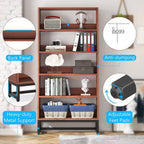 Bibliothèque de 180 cm de haut, étagère à 5 niveaux - 30 cm de profondeur x 80 cm de largeur x 180 cm de hauteur