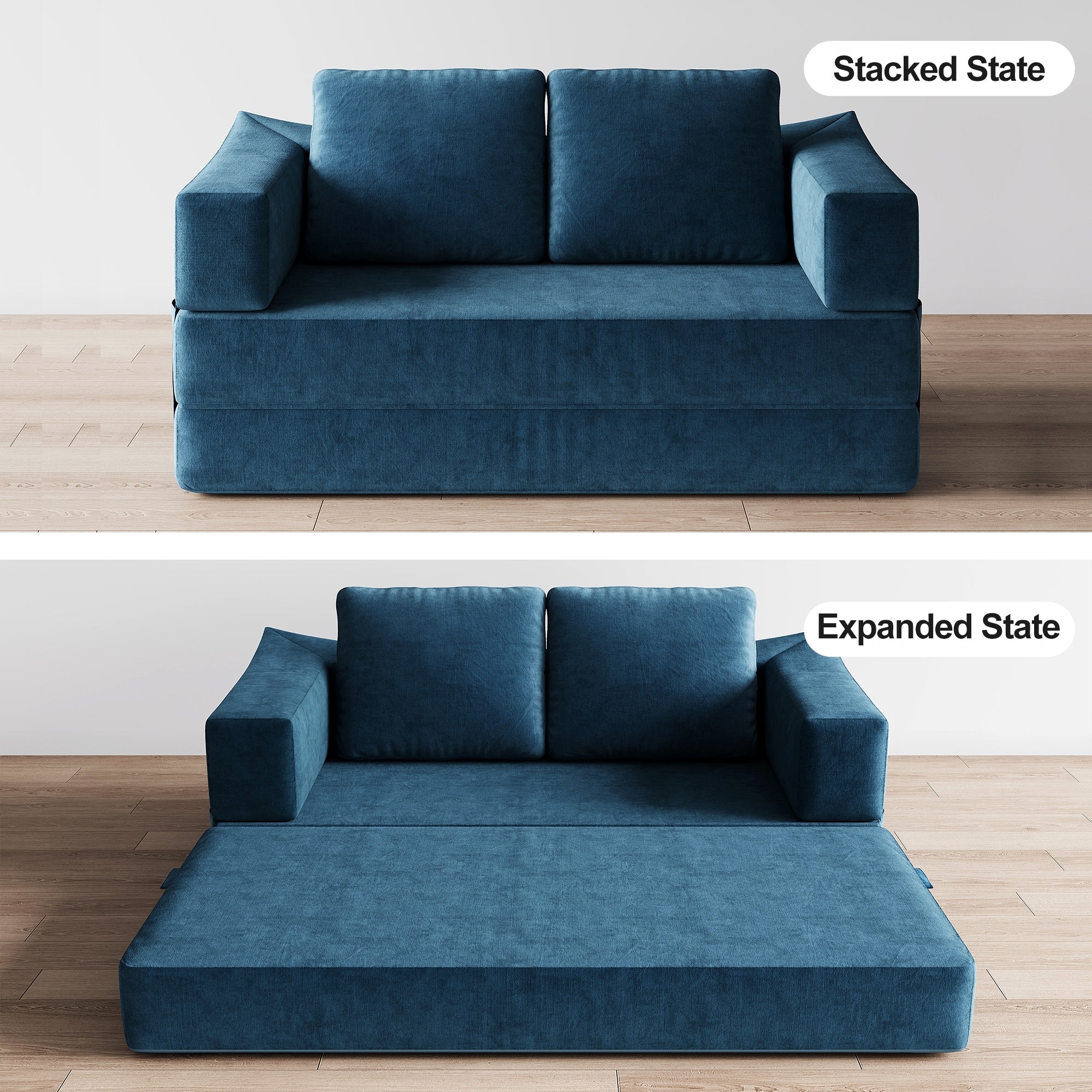 Canapé-lit convertible rembourré 70,87, fauteuil convertible, canapé de sol confortable pour salon, chambre, tissu chenille