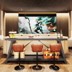 Console/table basse rustique en bois de 180 cm de long avec étagère de rangement