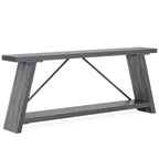 Console/table basse rustique en bois de 180 cm de long avec étagère de rangement