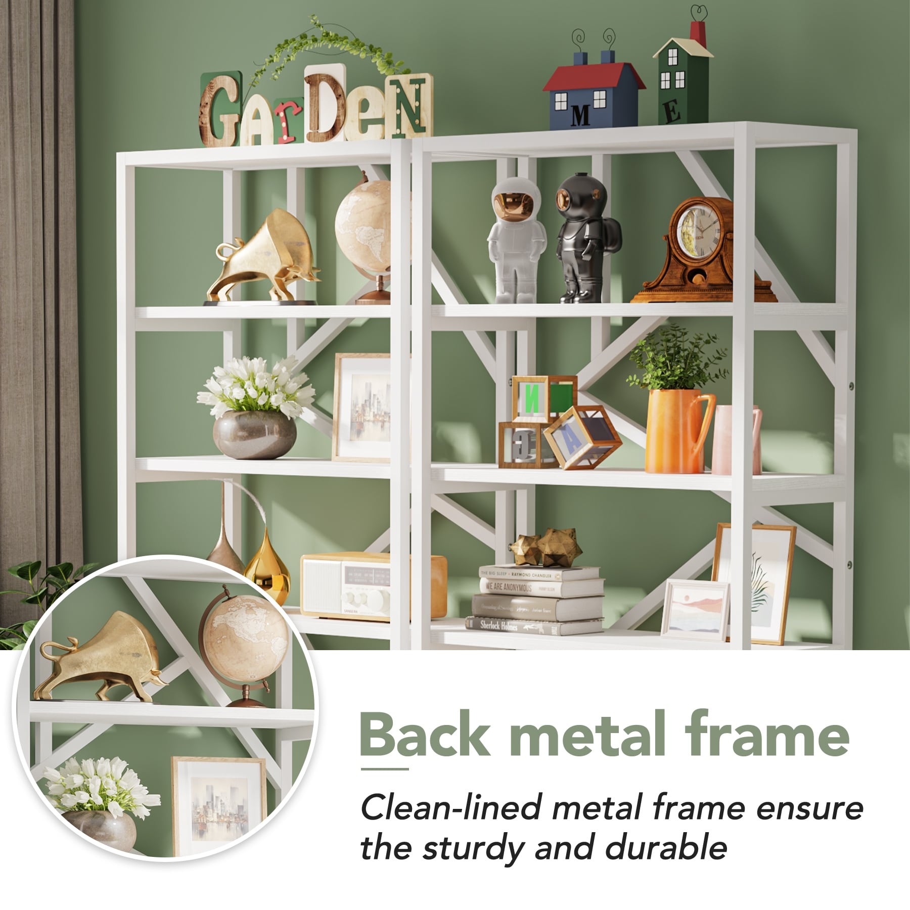 Bibliothèque industrielle 71, étagère à 6 niveaux en bois brun rustique, étagères ouvertes