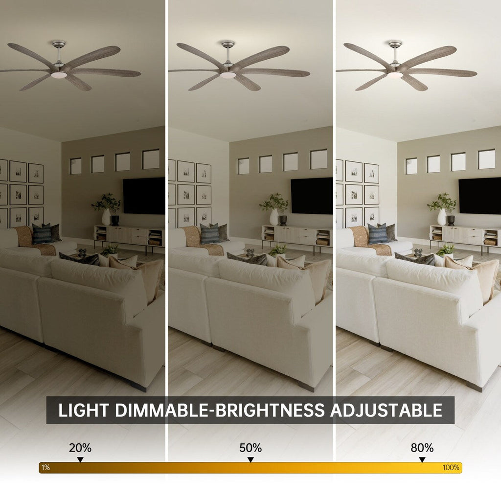 Ventilateur de plafond 6 pales 72 pouces Driftwood avec lumière et télécommande