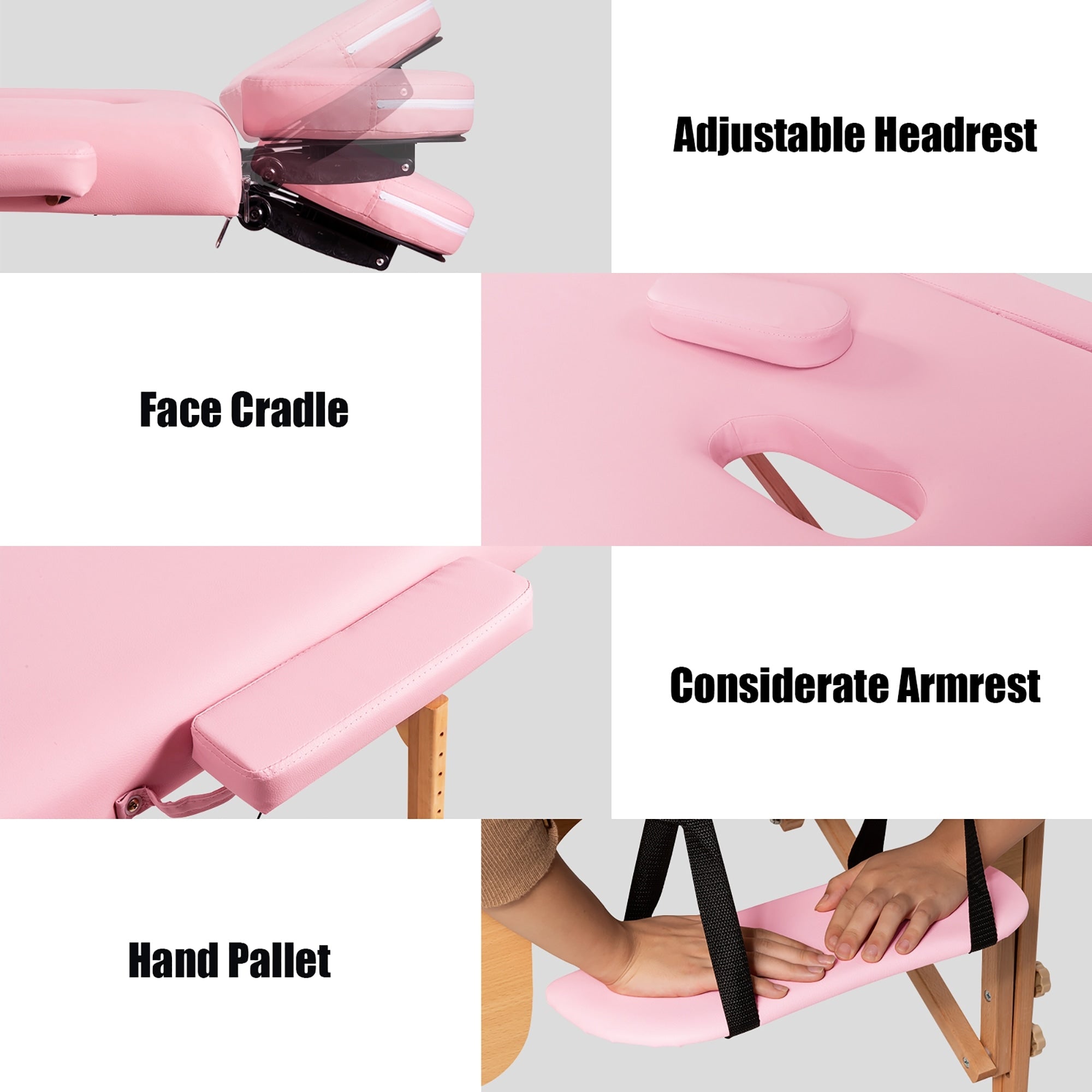 Table de massage portable de 213 cm (84 po) de long, réglable, pour le visage, les soins spa et les tatouages, avec sac de transport.