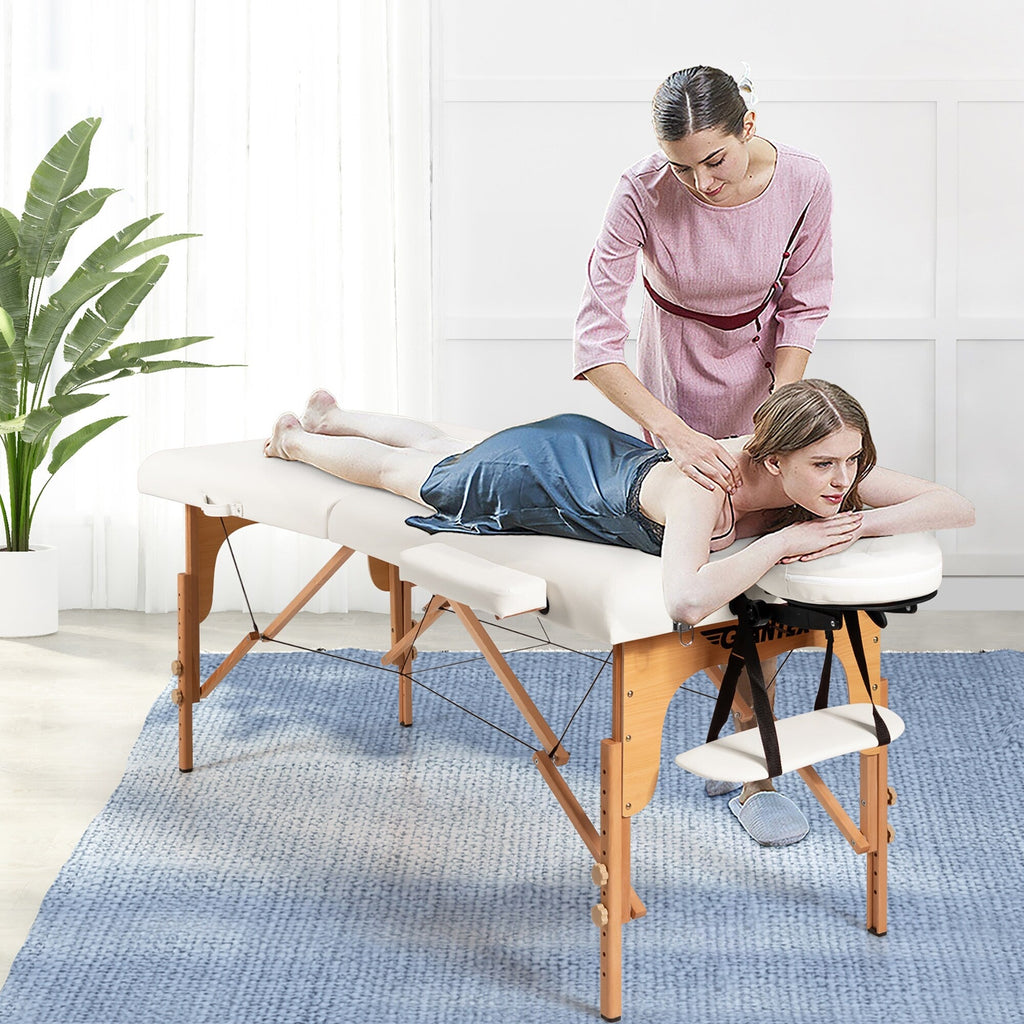 Table de massage portable de 213 cm (84 po) de long, réglable, pour le visage, les soins spa et les tatouages, avec sac de transport.