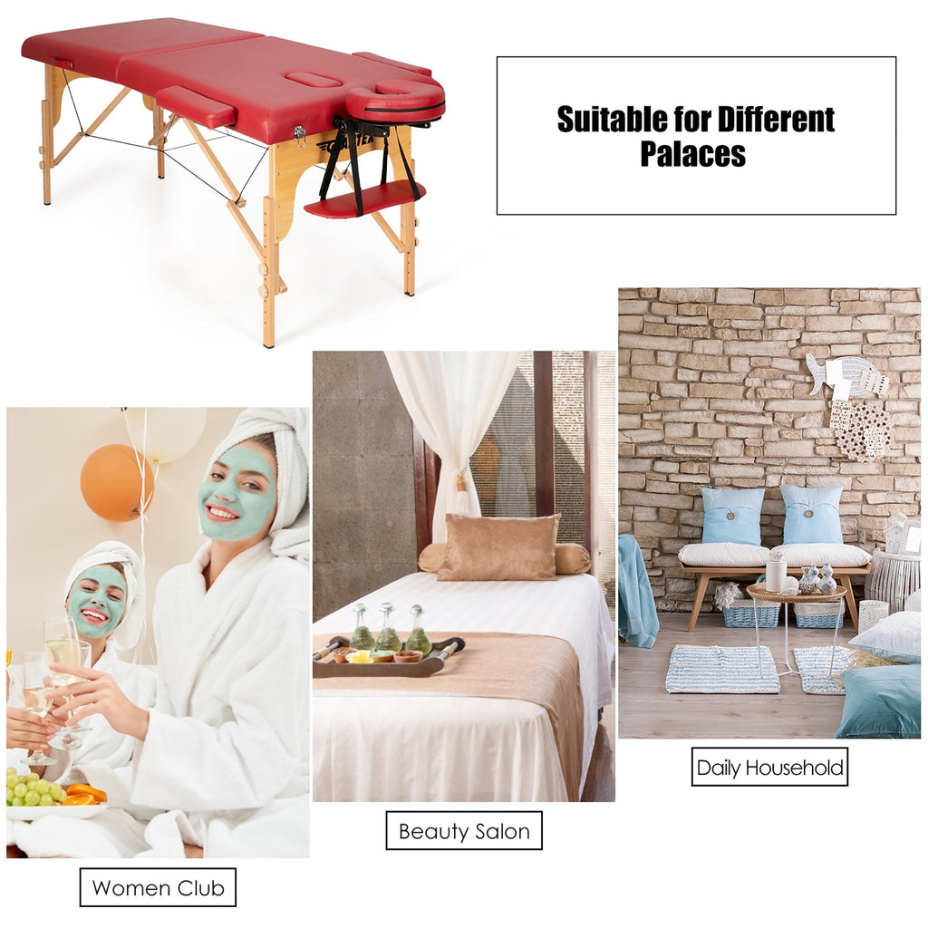 Table de massage portable de 213 cm (84 po) de long, réglable, pour le visage, les soins spa et les tatouages, avec sac de transport.