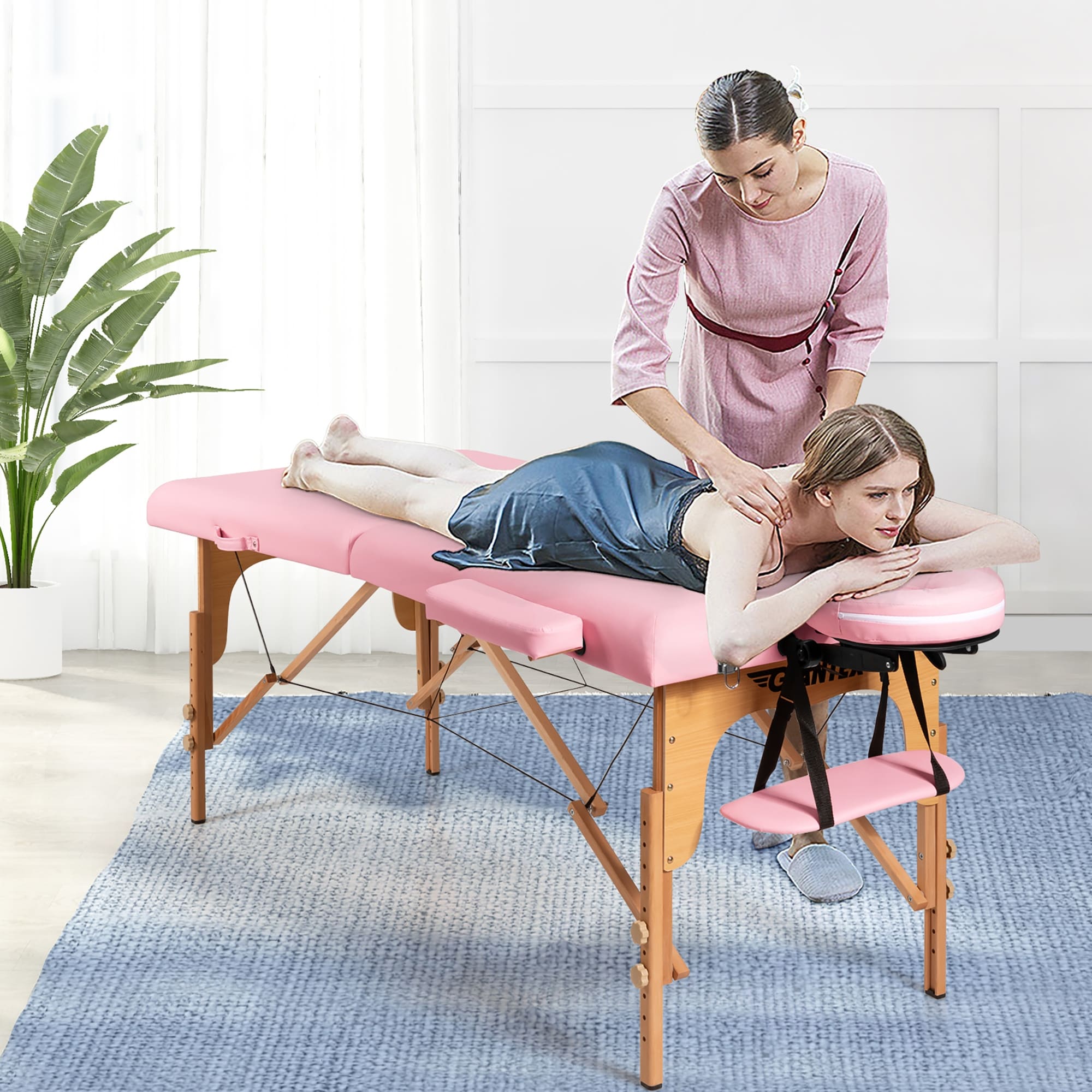 Table de massage portable de 213 cm (84 po) de long, réglable, pour le visage, les soins spa et les tatouages, avec sac de transport.