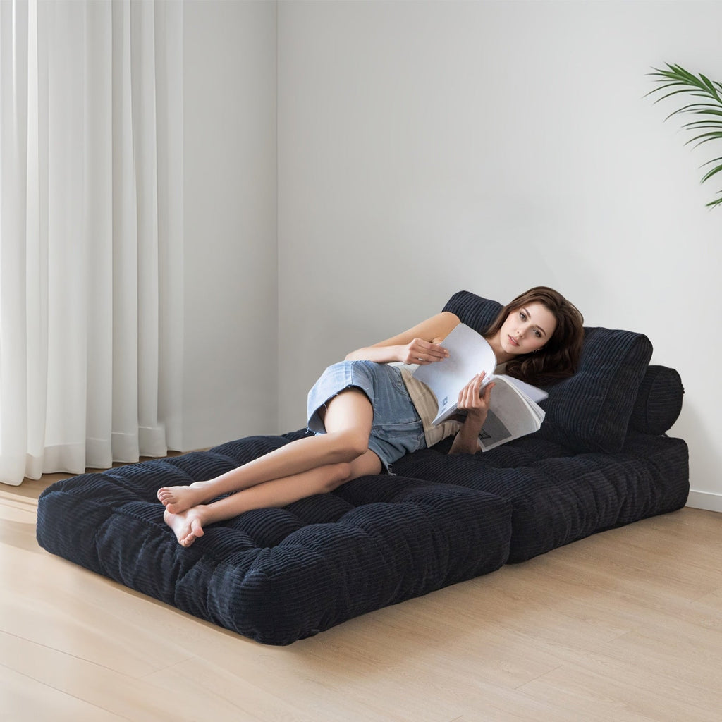 Canapé-lit pliant en velours côtelé, 8 places