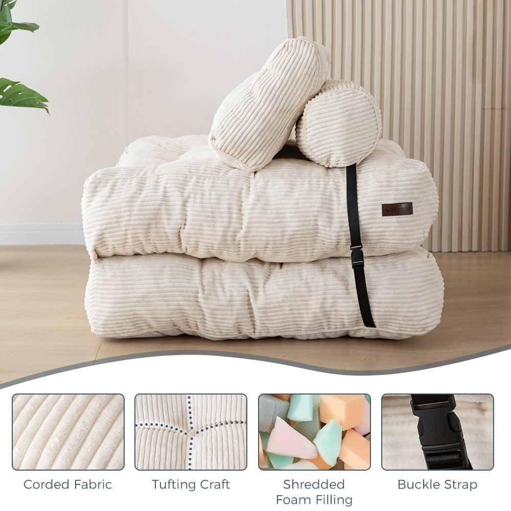 Canapé-lit pliant en velours côtelé, 8 places