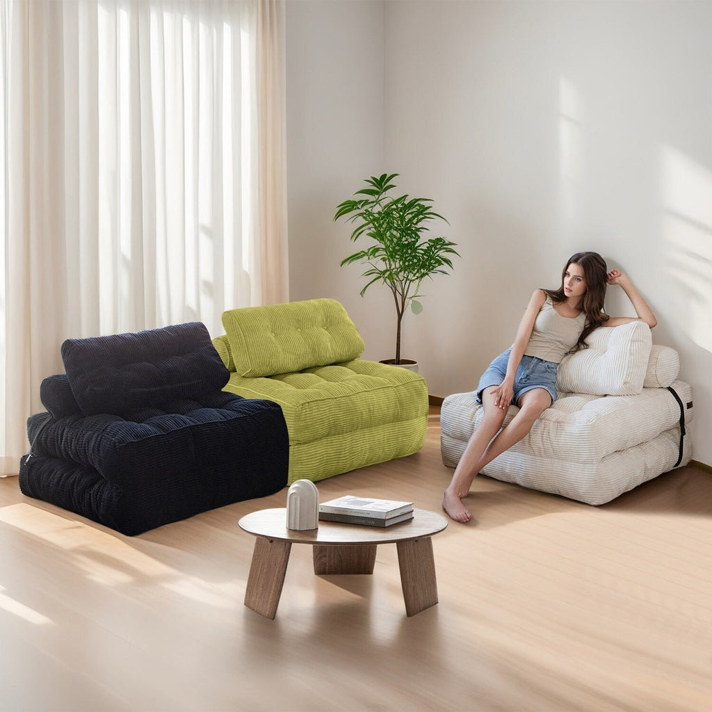 Canapé-lit pliant en velours côtelé, 8 places