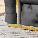 Canapé 3 places en velours 90.6 avec 2 coussins haute densité, accents dorés et oreillers