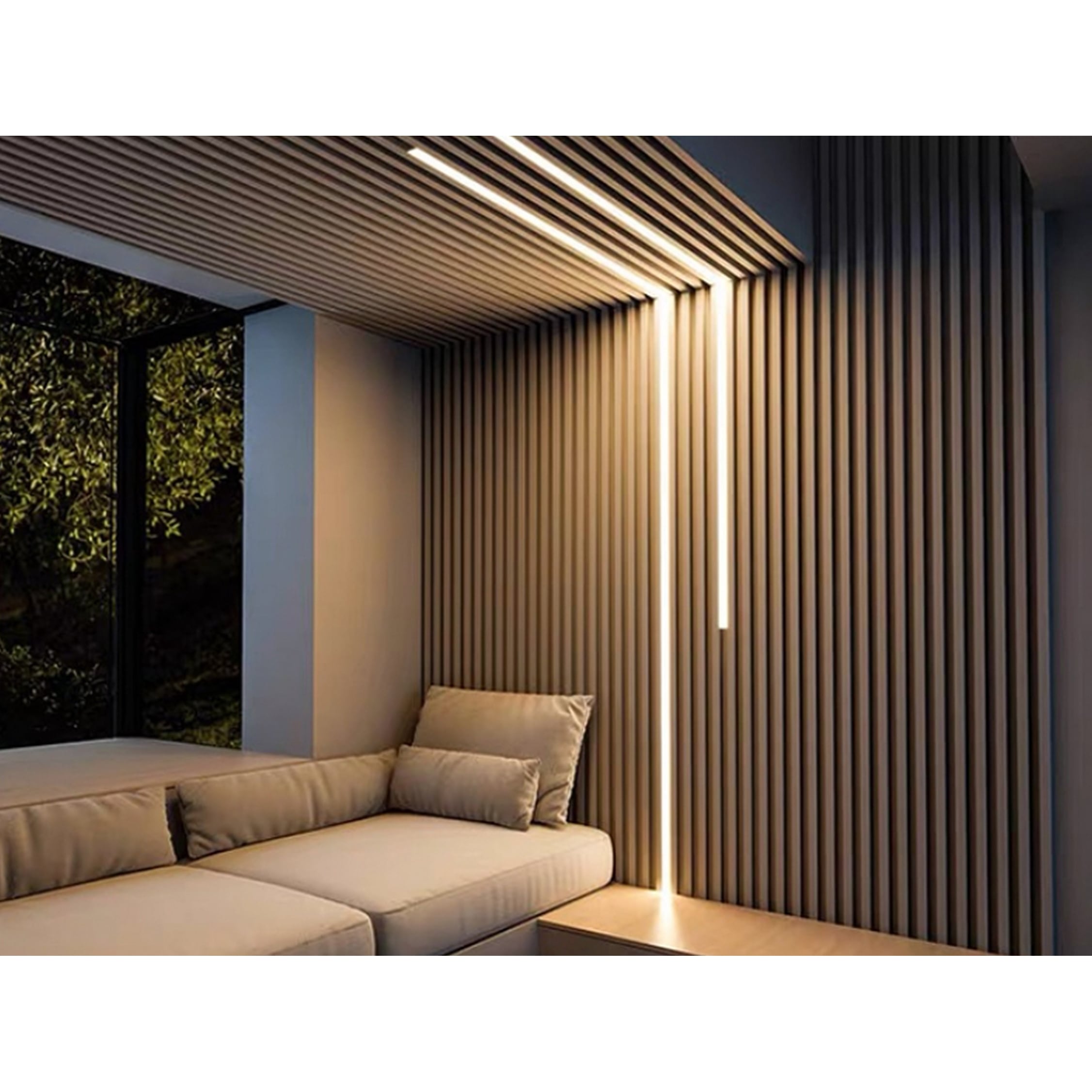 Panneau de revêtement mural en bois massif 93 po x 6 po x 0,8 po - 3 pièces + 1 pièce de finition