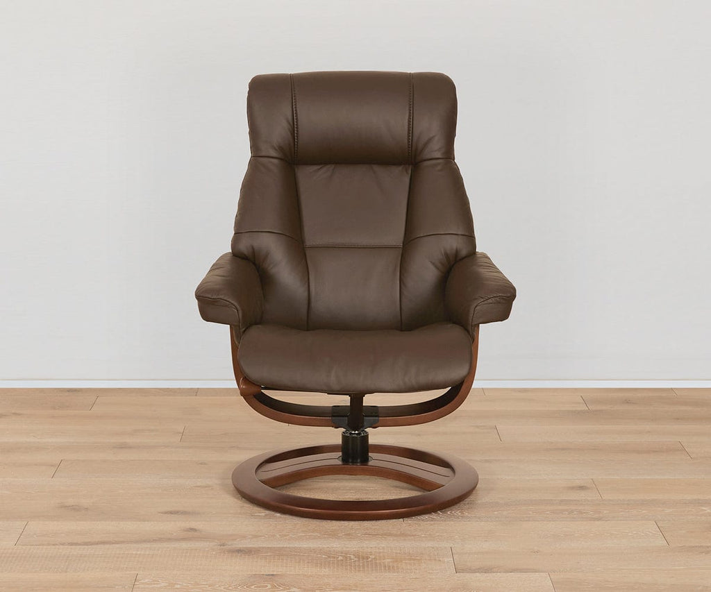 Fauteuil inclinable et repose-pieds en cuir Aksel