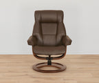 Fauteuil inclinable et repose-pieds en cuir Aksel
