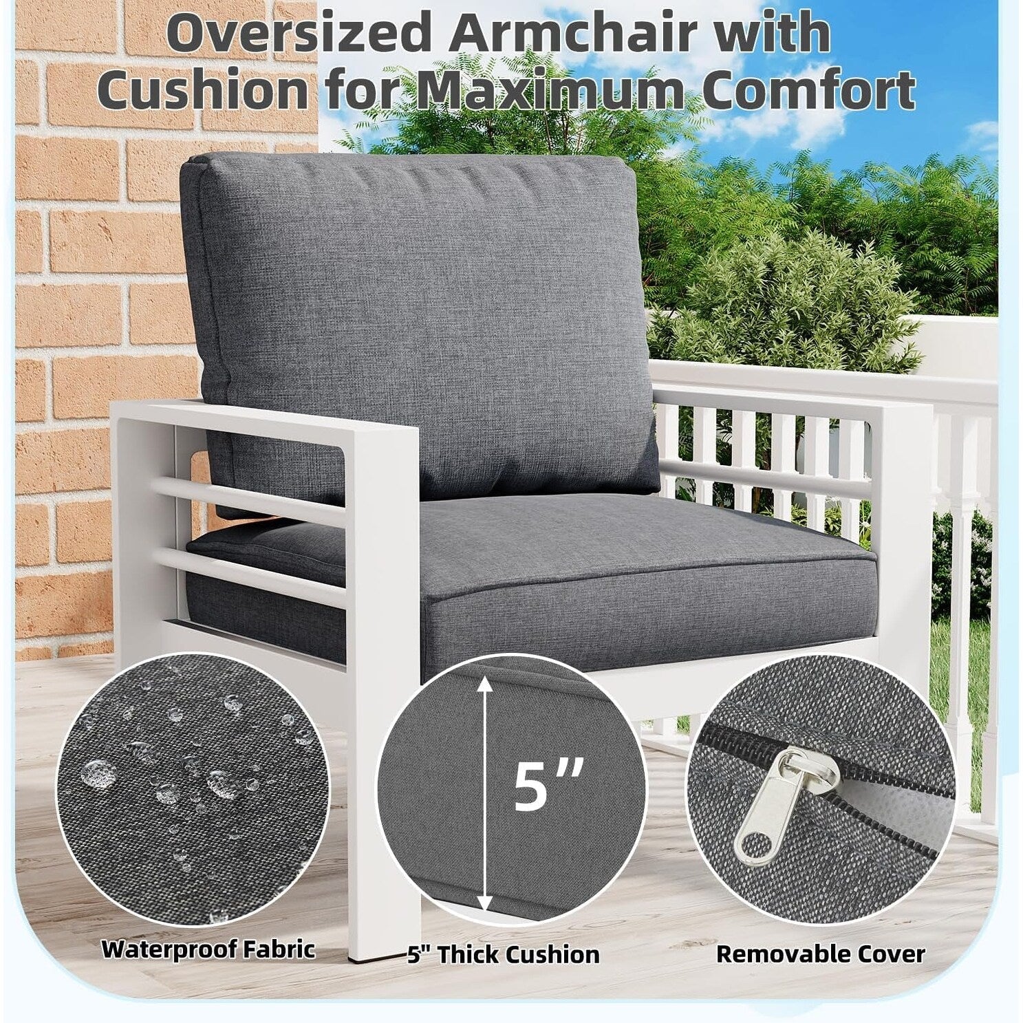 Ensemble de mobilier de patio en aluminium AECOJOY 7 pièces, ensemble de conversation d'extérieur