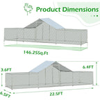 AECOJOY Grand poulailler métallique avec enclos et cage à poules accessibles à pied