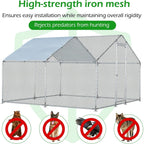 AECOJOY Grand poulailler métallique avec enclos et cage à poules accessibles à pied