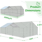 AECOJOY Grand poulailler métallique avec enclos et cage à poules accessibles à pied