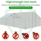 AECOJOY Grand poulailler métallique avec enclos et cage à poules accessibles à pied