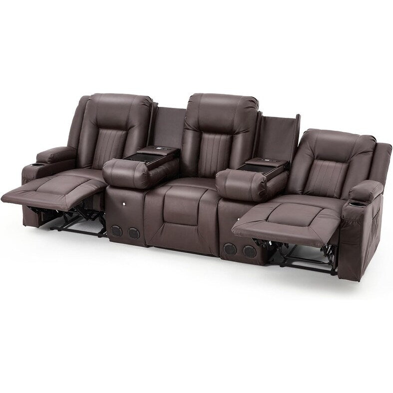 Canapé inclinable manuel AECOJOY pour camping-car, canapé inclinable en polyuréthane, sièges de cinéma maison avec console