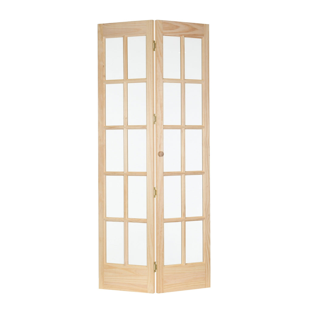 Porte pliante traditionnelle AWC en pin brut à vitrage divisé de 91 cm (36 pouces)