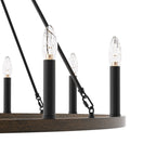 Lustre Acroma style ferme à 12 lumières, forme roue de chariot, 101,6 cm (40 po), homologué UL - 101,6 cm (40 po) de profondeur x 350 cm (138 po) de hauteur