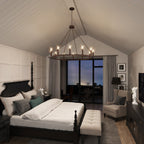 Lustre Acroma style ferme à 12 lumières, forme roue de chariot, 101,6 cm (40 po), homologué UL - 101,6 cm (40 po) de profondeur x 350 cm (138 po) de hauteur