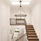 Lustre Acroma moderne à 20 lumières, style ferme, rond, 40 po, en forme de roue de chariot, homologué UL.