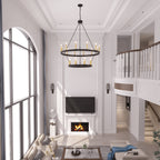 Lustre Acroma moderne à 20 lumières, style ferme, rond, 40 po, en forme de roue de chariot, homologué UL.