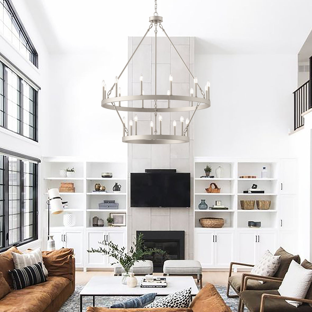 Lustre Acroma moderne à 20 lumières, style ferme, rond, 40 po, en forme de roue de chariot, homologué UL.