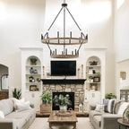 Lustre Acroma moderne à 20 lumières, style ferme, rond, 40 po, en forme de roue de chariot, homologué UL.