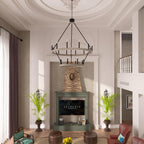 Lustre Acroma moderne à 20 lumières, style ferme, rond, 40 po, en forme de roue de chariot, homologué UL.