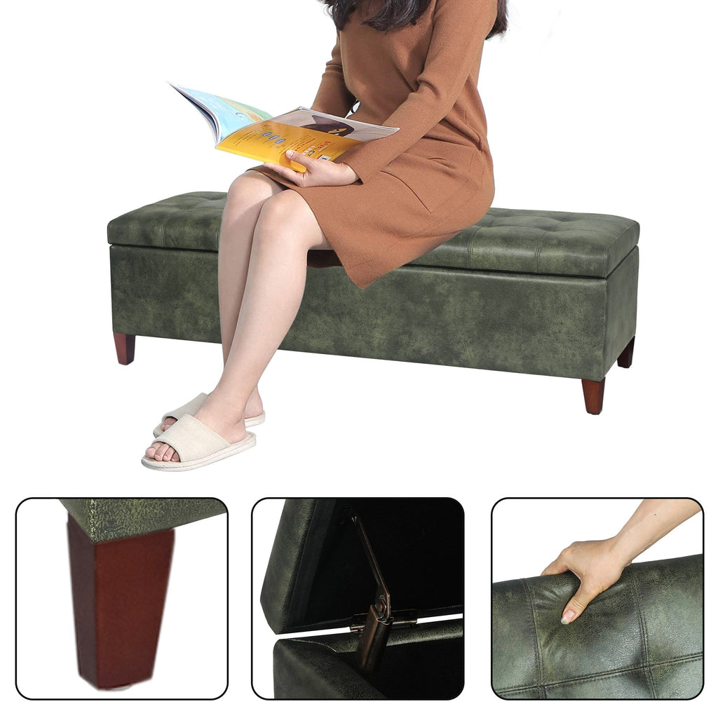 Banc coffre de rangement en cuir reconstitué Adeco 50