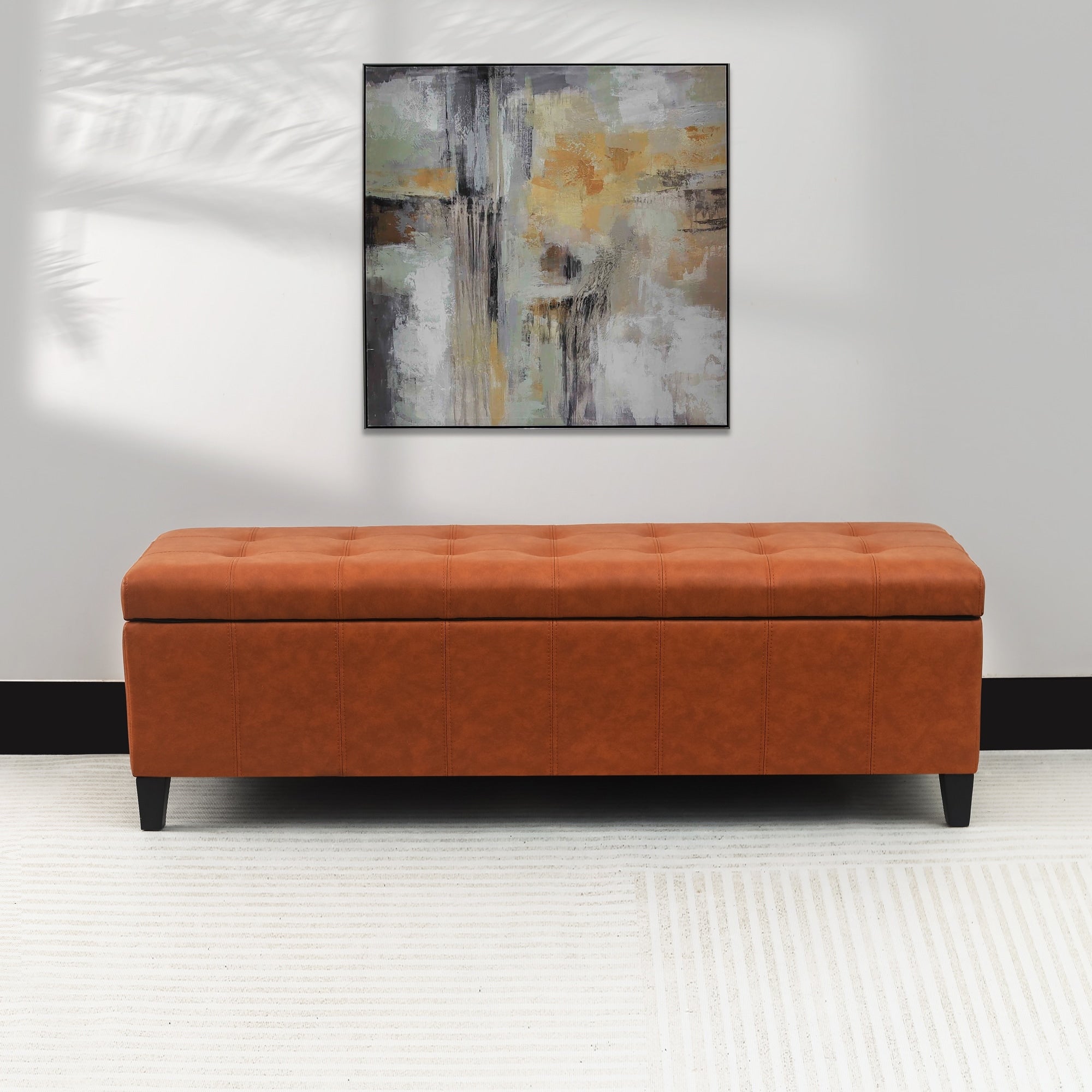 Banc coffre de rangement en cuir reconstitué Adeco 50