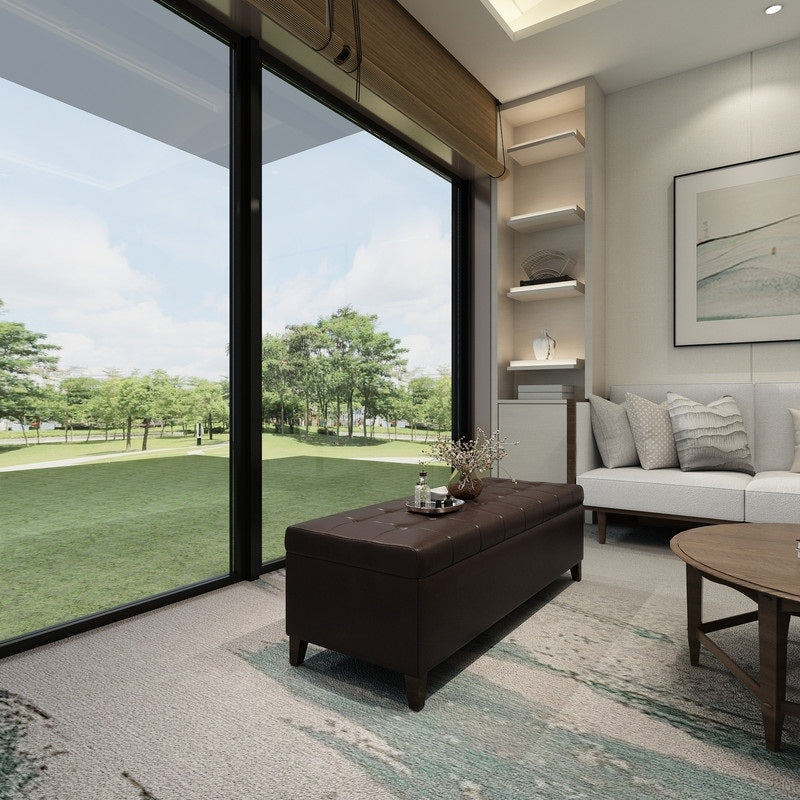 Banc coffre de rangement en cuir reconstitué Adeco 50