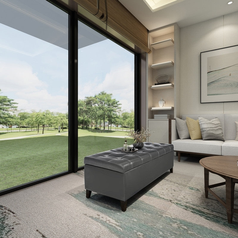 Banc coffre de rangement en cuir reconstitué Adeco 50